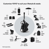 Stokke Yoyo3 Black Frame With 0+ & 6+ Pack Bundle | Award Winning Compact Stroller - My Little Thieves