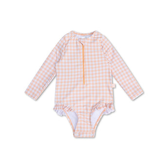 Swim Essentials Apricot Orange Girls Long Sleeve Swimsuit | Kids Swim - My Little Thieves
