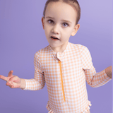 Swim Essentials Apricot Orange Girls Long Sleeve Swimsuit | Kids Swim - My Little Thieves