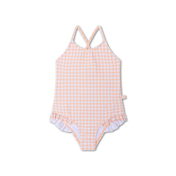 Swim Essentials Apricot Orange Print Swimsuit For Girls | Kids Swimwear - My Little Thieves