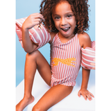 Swim Essentials Boldlines Red Swimsuit For Girls | Kids Swimwear - My Little Thieves