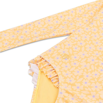 Swim Essentials Florish Yellow Girls Long Sleeve Swimsuit | Kids Swim - My Little Thieves