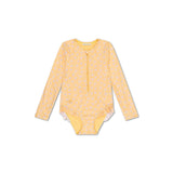 Swim Essentials Florish Yellow Girls Long Sleeve Swimsuit | Kids Swim - My Little Thieves