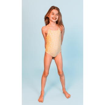 Swim Essentials Florish Yellow Swimsuit For Girls | Kids Swimwear - My Little Thieves