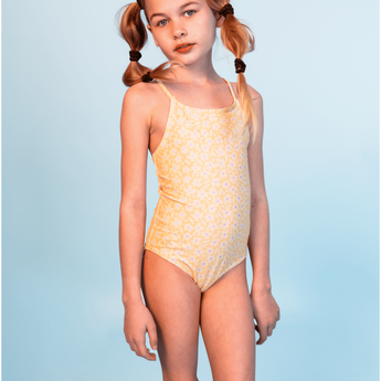 Swim Essentials Florish Yellow Swimsuit For Girls | Kids Swimwear - My Little Thieves