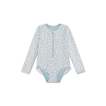 Swim Essentials Girls Green Florish Long Sleeve Swimsuit - My Little Thieves