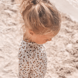 Swim Essentials Khaki Leopard Girls Long Sleeve Swimsuit | Kids Swimwear - My Little Thieves