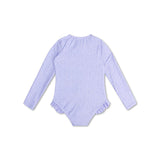 Swim Essentials Lila Leopard Girls Long Sleeve Swimsuit | Kids Swim - My Little Thieves