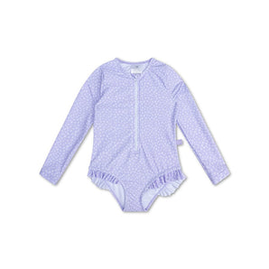 Swim Essentials Lila Leopard Girls Long Sleeve Swimsuit | Kids Swim - My Little Thieves