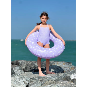 Swim Essentials Lila Leopard Print Swimsuit For Girls | Kids Swimwear - My Little Thieves