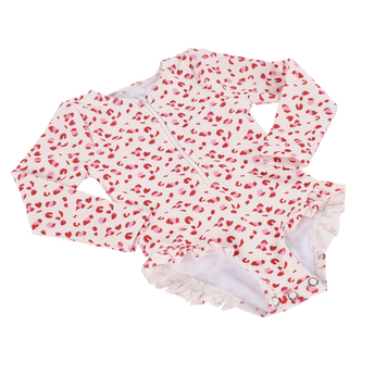 Swim Essentials Pastel Pink Leopard Girls Long Sleeve Swimsuit - My Little Thieves