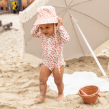 Swim Essentials Pastel Pink Leopard Girls Long Sleeve Swimsuit - My Little Thieves
