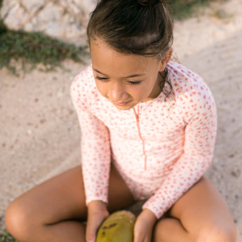 Swim Essentials Pastel Pink Leopard Girls Long Sleeve Swimsuit - My Little Thieves