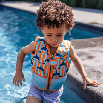 Swimming Vest Orange Blue Sharks - My Little Thieves