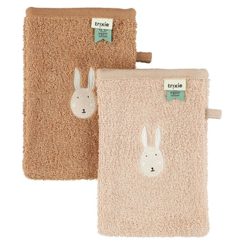 Trixie Organic Cotton Baby Washcloths 2 Pack Adorable Animal Designs | Washcloths - My Little Thieves