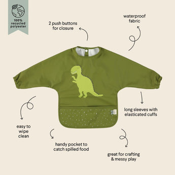 Trixie Waterproof Long Sleeve Bib | Recycled Polyester Easy Clean Mealtime - My Little Thieves