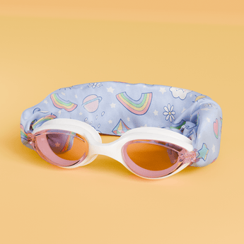 Waterplops White Junior Swimming Goggles Ultra Soft Band With Purple Unicorns | Swim Accessories - My Little Thieves