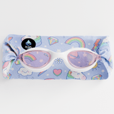 Waterplops White Junior Swimming Goggles Ultra Soft Band With Purple Unicorns | Swim Accessories - My Little Thieves