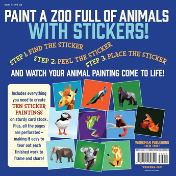 Workman Paint By Sticker Kids Zoo Animals | Sticker Art Activity Book - My Little Thieves