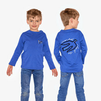 World Of Pop Children’s Blue Long Sleeve Birds Protect T Shirt | Organic Cotton - My Little Thieves