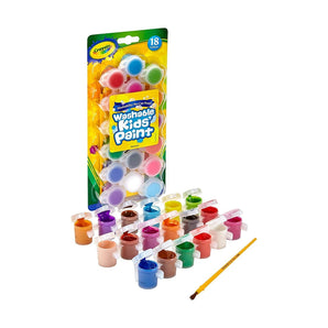 18 ct. Washable Paint Pots with Brush, Classic & Bold Colors - My Little Thieves