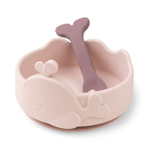 Done By Deer Silicone Stick&Stay Bowl & Baby Spoon Wally Blue