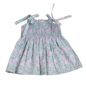 Charming Pink Smocked Girls Flower Dress