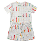 Children's Pyjama with crayon pattern on a white background