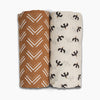 2-pack Cotton Swaddles - Mudcloth / Black Birds - My Little Thieves