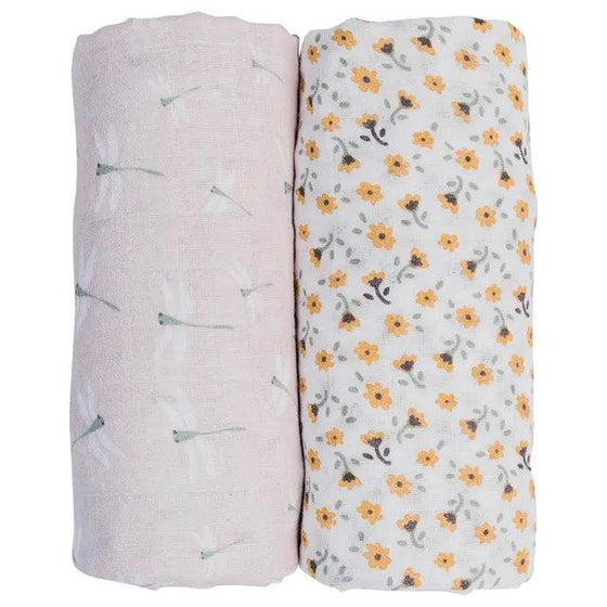 2-pack Cotton Swaddles - Vintage Floral / Dragonfly - My Little Thieves