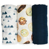 3-Pack Bamboo Muslin Swaddle Blankets - Baby Blues - My Little Thieves