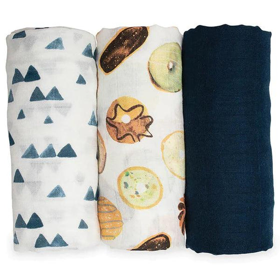 3-Pack Bamboo Muslin Swaddle Blankets - Baby Blues - My Little Thieves