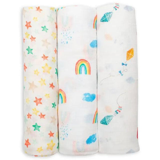 3-Pack Bamboo Muslin Swaddle Blankets - High in the Sky - My Little Thieves