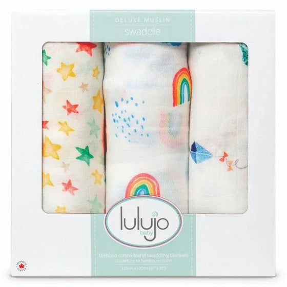 3-Pack Bamboo Muslin Swaddle Blankets - High in the Sky - My Little Thieves