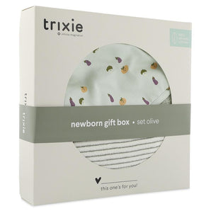 Trixie Newborn Gift Box with Muslin Washcloth, Hooded Towel & Toiletry Bag