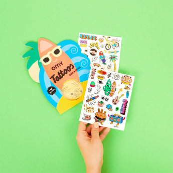 50 Pack of Fun Temporary Tattoos - Neon, Golden & Colorful Designs for Kids - My Little Thieves