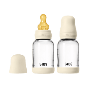 BIBS Glass Baby Bottle Round Latex 120ml Slow Flow 2 Pack