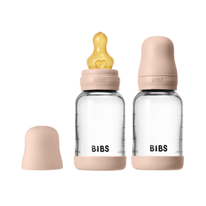 BIBS Glass Baby Bottle Round Latex 120ml Slow Flow 2 Pack