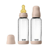 BIBS Glass Baby Bottle Round Latex 240ml Medium Flow 2-Pack Blush - 5713795274857