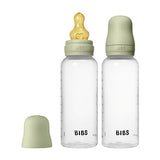 BIBS Baby Bottle Round Latex 270ml Medium Flow 2-Pack Sage - 5713795274963