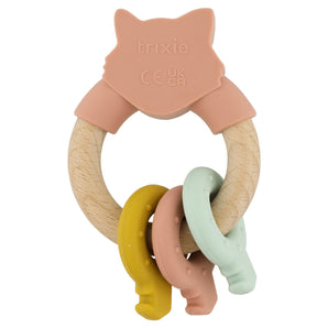 Wooden Silicone Activity Ring - Mrs. Cat, Mr. Fox & Mr. Lion
