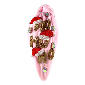 Ho Ho Ho Pink  Christmas Hat Girls Headband