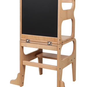 100% Natural Beech Wood Learning Tower for Kids with Safe and Sturdy Design