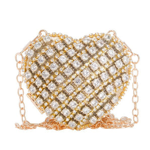 Crystal Heart Clutch Bag - Gold