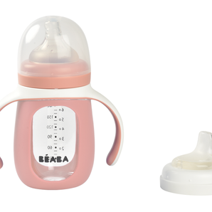 Beaba 2-in-1 Learning Bottle 210ml + Silicone Sleeve Old Pink