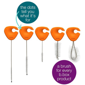 B.Box Cleaning Brush Set of 5 Brushes for Sippy Cups, Water Bottles, Bottle Teats and Straws | Brushes Clip in and Out | All on One Handy Ring