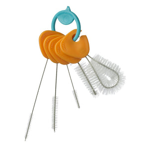 B.Box Cleaning Brush Set of 5 Brushes for Sippy Cups, Water Bottles, Bottle Teats and Straws | Brushes Clip in and Out | All on One Handy Ring