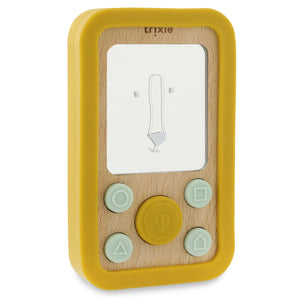 Wooden Silicone Baby Phone - Mrs. Cat, Mr. Lion, Mr. Fox