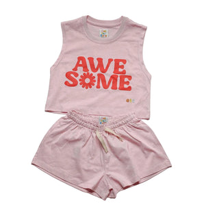 Girls Awesome Pink Shorts and T-shirt  Set