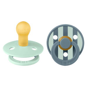 BIBS Pacifier Studio Colour 2 PACK Block Latex Size 1 Nordic Mint Petrol Mix